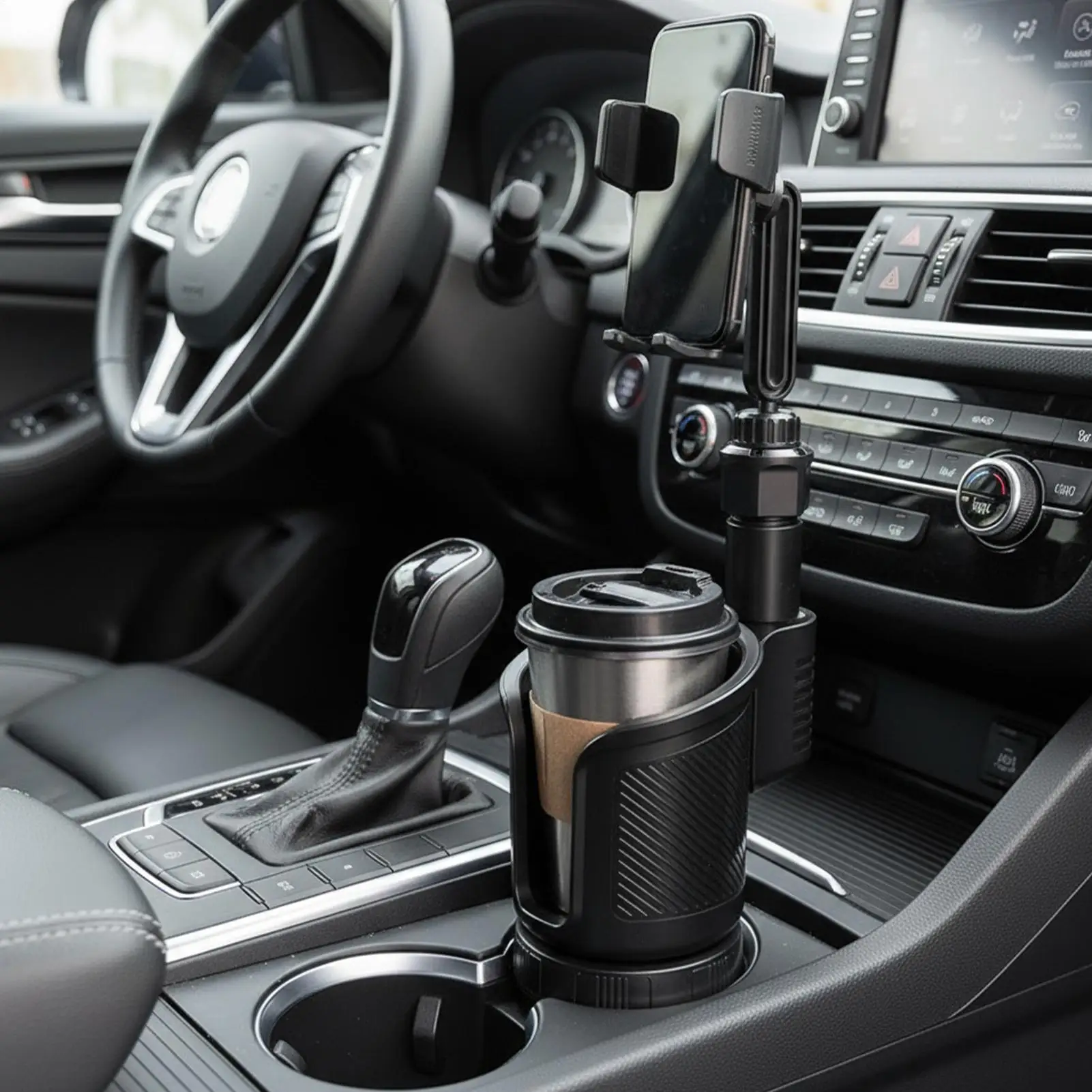 

Car Cup Holder 2 In 1 Drink Extender With Phone Stand 360 Degree Rotation Non-Slip Car Water Bottle Holder For Vehicle Truck