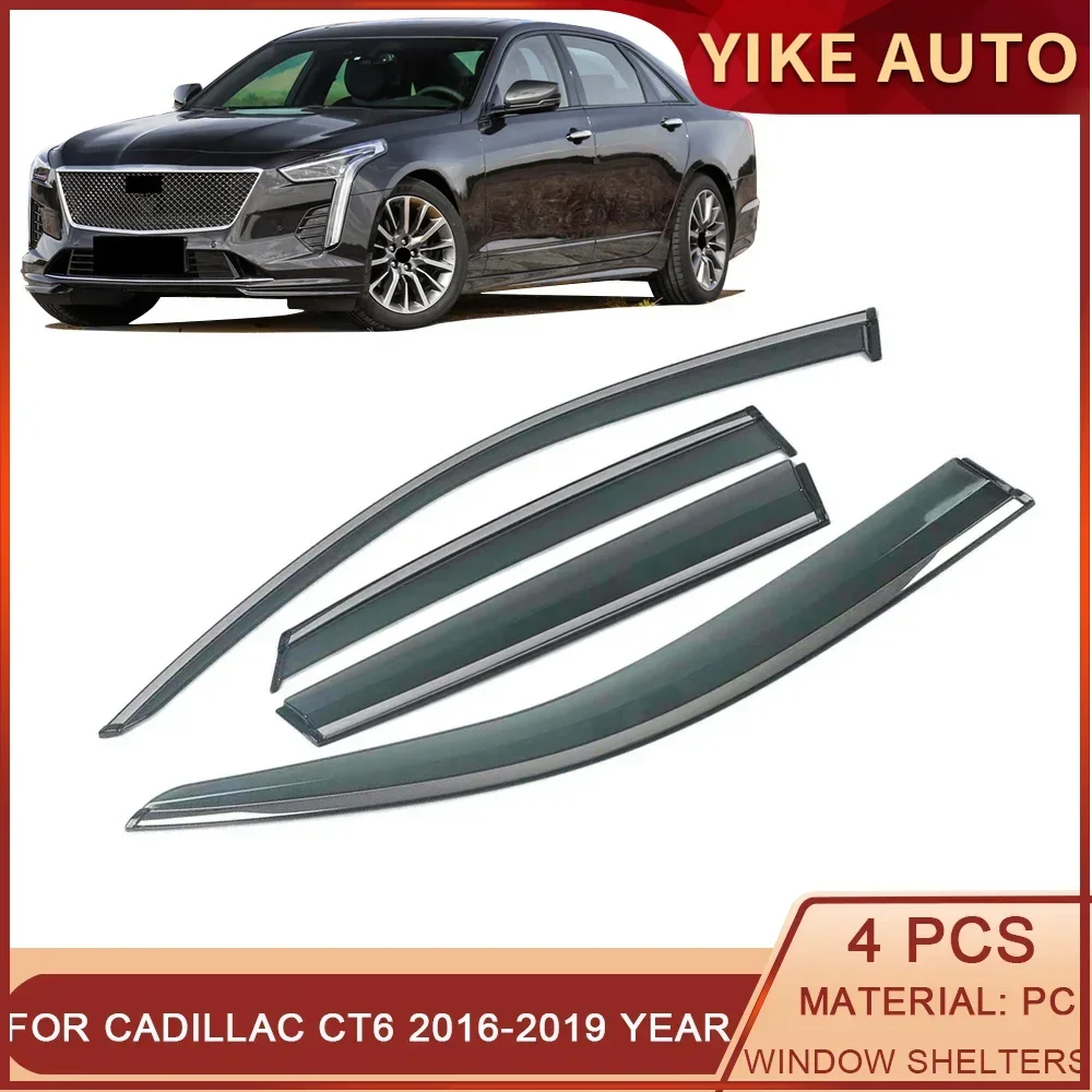 

For CADILLAC CT6 2016-2019 Car Window Sun Rain Shade Visors Shield Shelter Protector Cover Trim Frame Sticker Exterior Accessory