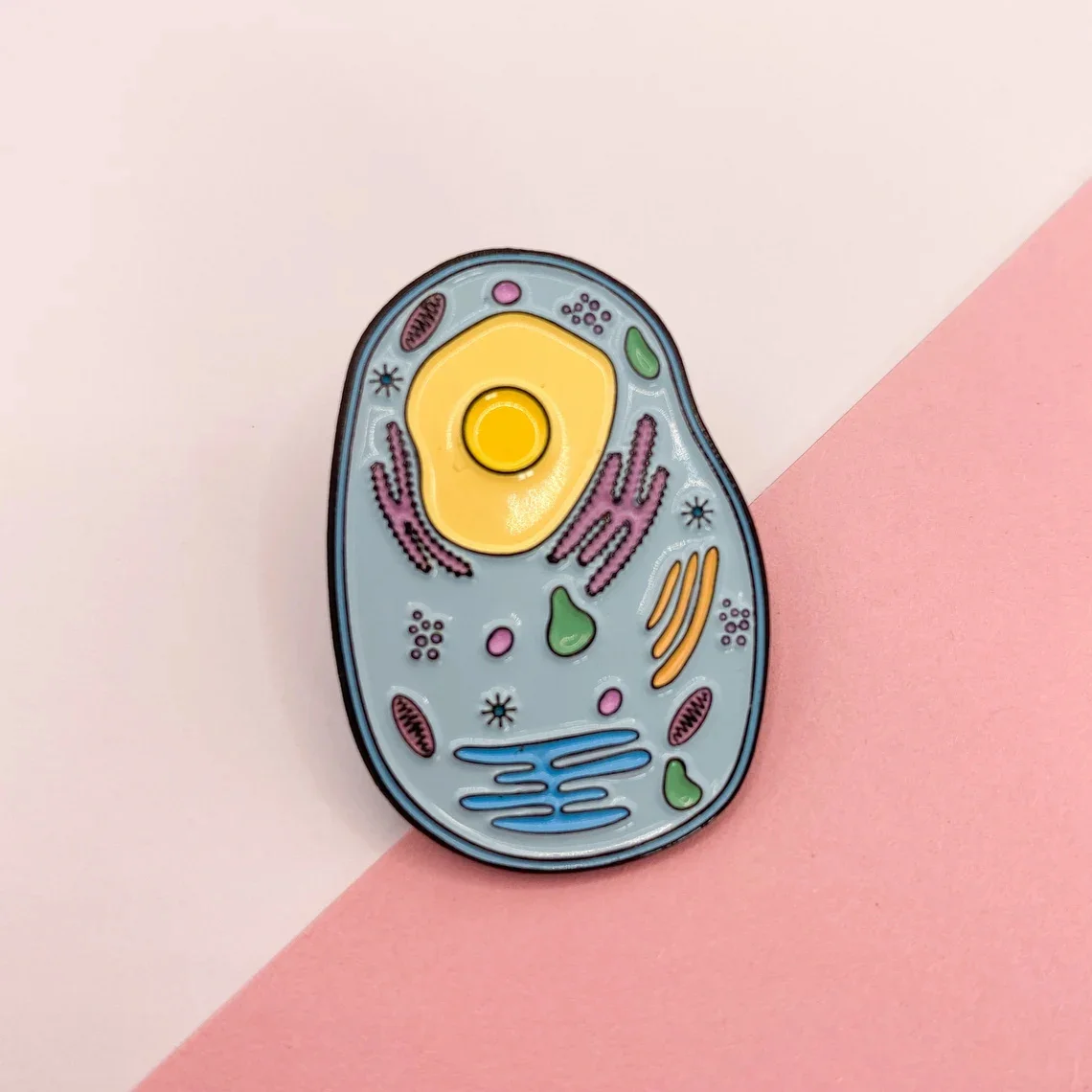 Harong Animal Cell Enamel Pin Exquisite Cute Biology Science Brooch Lapel Badge for Microbiologist Biologist Metal Jewelry Gift