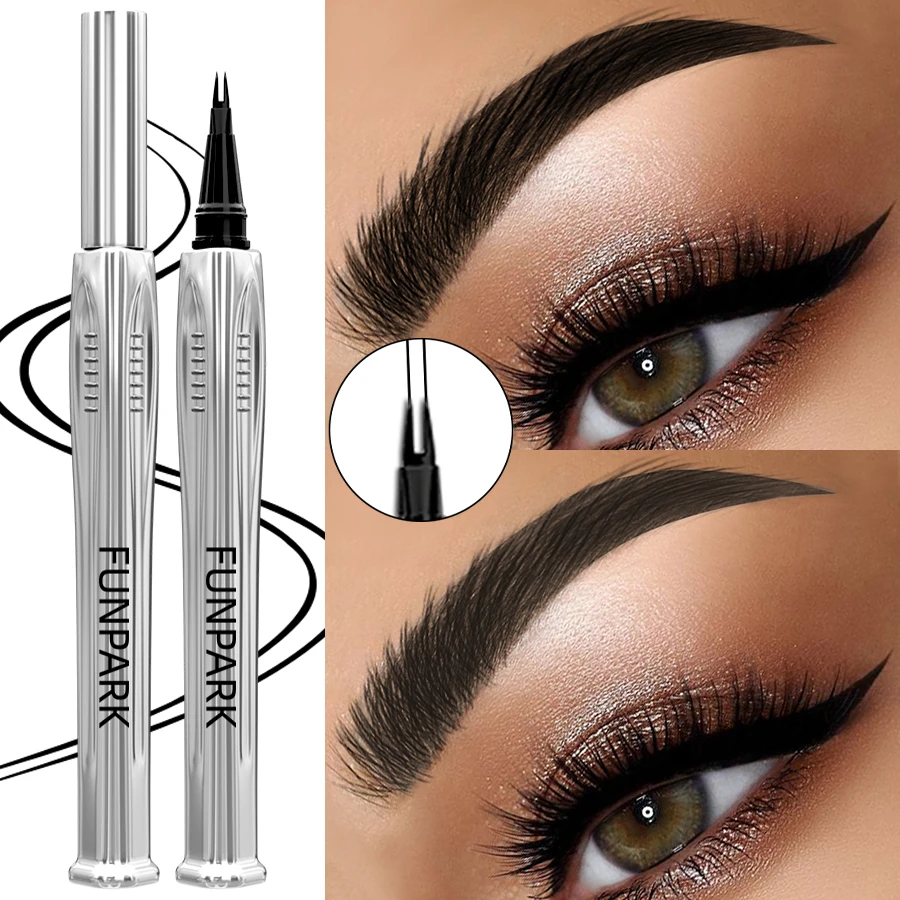 2 vork microblading wenkbrauwpotlood, niet-vlekkerig hoog gepigmenteerd gemakkelijk aan te brengen vloeistof 8 kleuren wenkbrauwpen make-up eyeliner geschenken