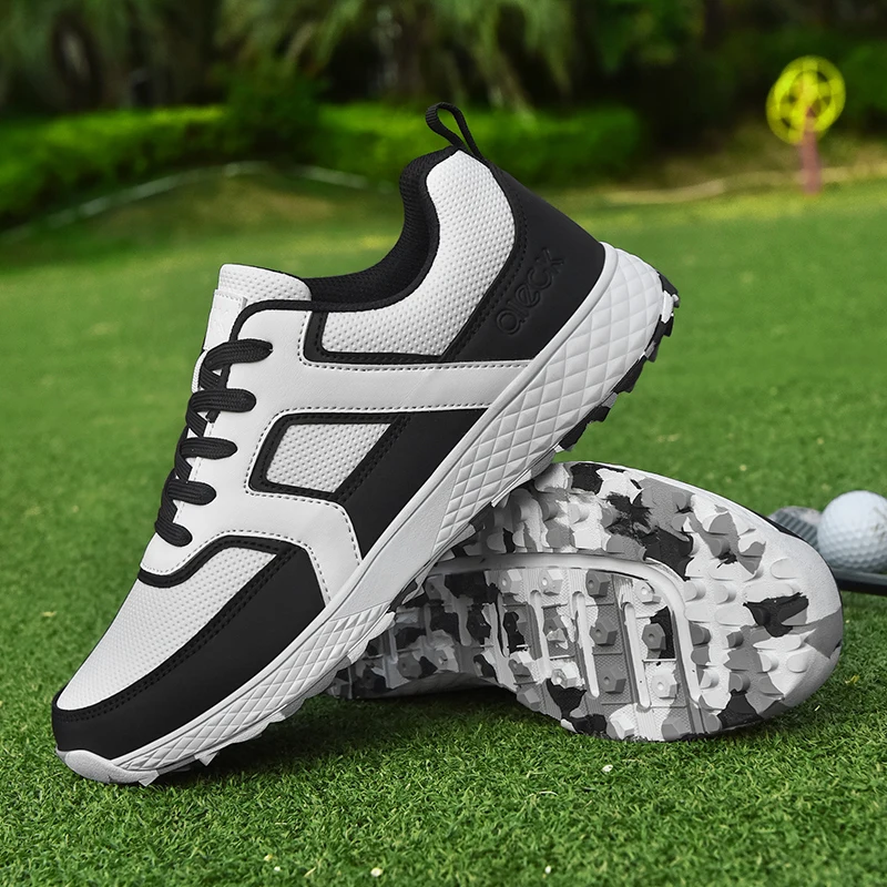 Sapato de golfe confortável masculino, tênis de golfe spikes, calçadão para golfistas, novo