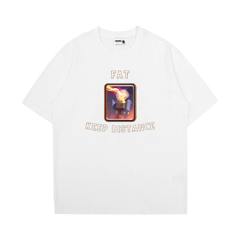 Fett Halten Abstand Gedruckt kurzarm T-shirt Männer Frauen baumwolle Oansatz Lose T shirt Sommer Lustige Mode Tops Unisex