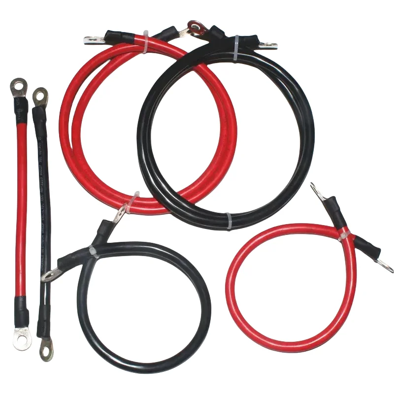 Battery Inverter Connection Cable Set with M8 SC Terminals 8/6/4/2 AWG 10/16/25/35mm2 UPS Wire Red Copper Core Tin-plated Lug