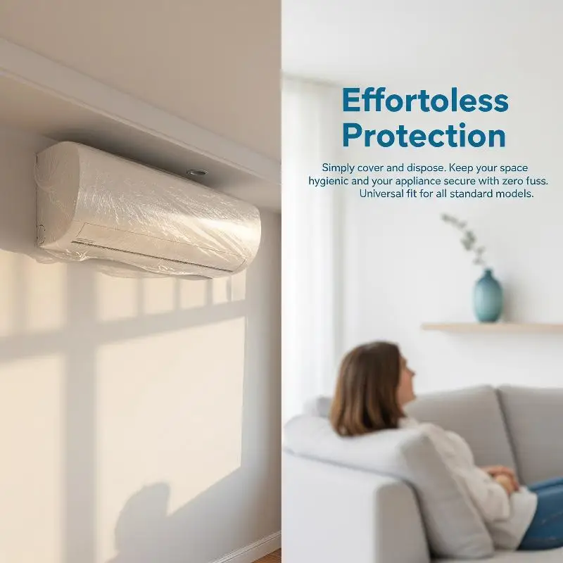 10PCS Disposable Air Conditioning Dust Cover Household PE Transparent Air Conditioner Protection Cover Universal Dust Covers