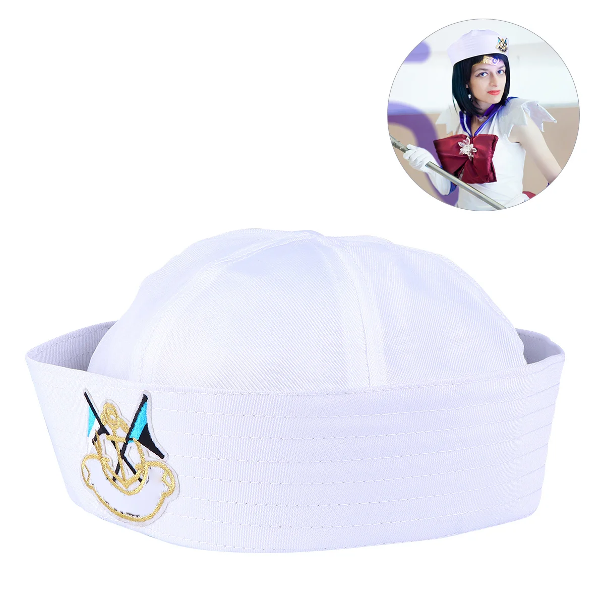 

1 шт., белая шляпа моряка-капитана, высокое качество, костюм для взрослых, вечерние, сценические, аксессуары для косплея, шапки моряка