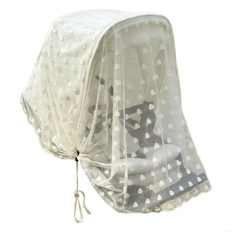 K1KC Jantung Sulaman Bayi Baby Fly Net untuk kereta bayi dan bassinet, Perlihatkan Perlindungan Lalat Lalat Lalat Bersepeda