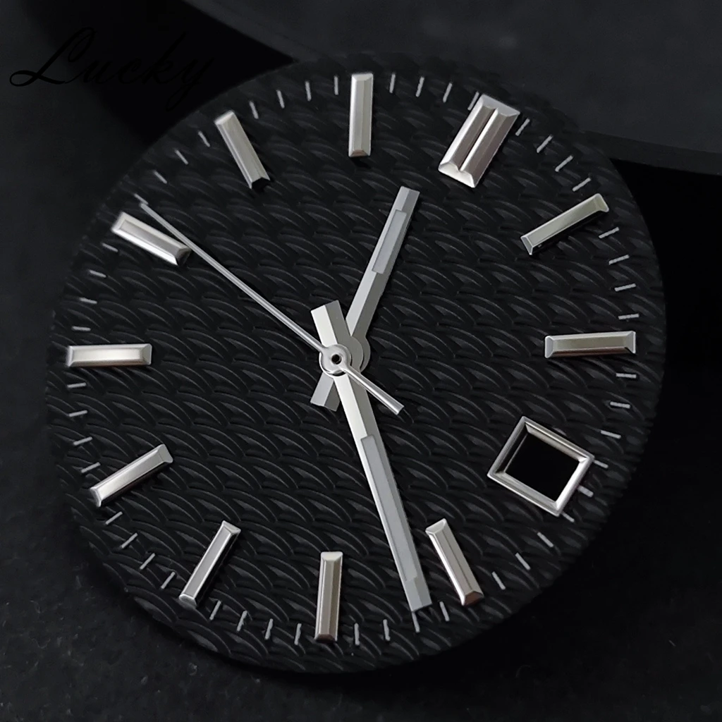NH35 Dial Hands 28.5mm Textured Surface Watch Dial Pointers Green Luminous For NH35 NH36 Movement Watch Accessories
