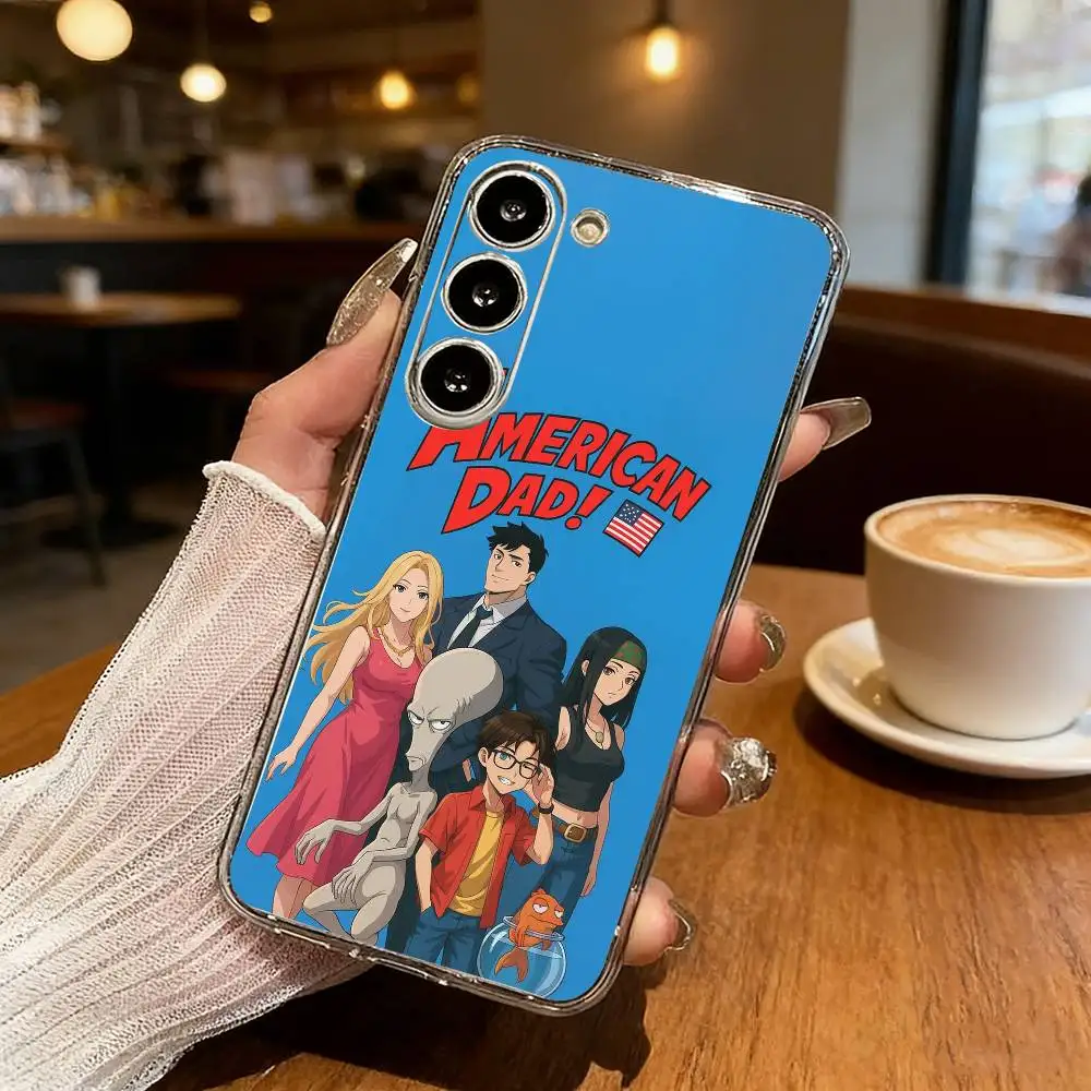 Comedy Cartoon A-American Dad Phone Case For Samsung S25,S24,S21,S22,S23,S30,Ultra,S20,Plus,Fe,Lite Transparent Cover