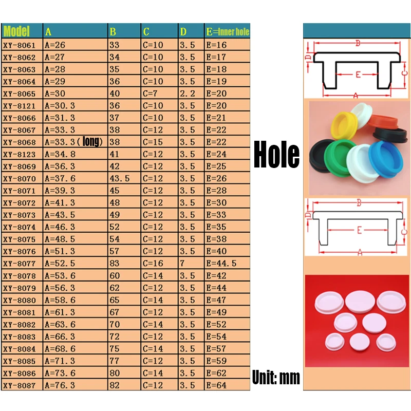 1Pcs 19Mm-48.5Mm Blauw Siliconen Rubber Cap T-Type Gat Plug Cover Rubberen Stop Afdichting plug Snap-On Pakking Seal Stopper