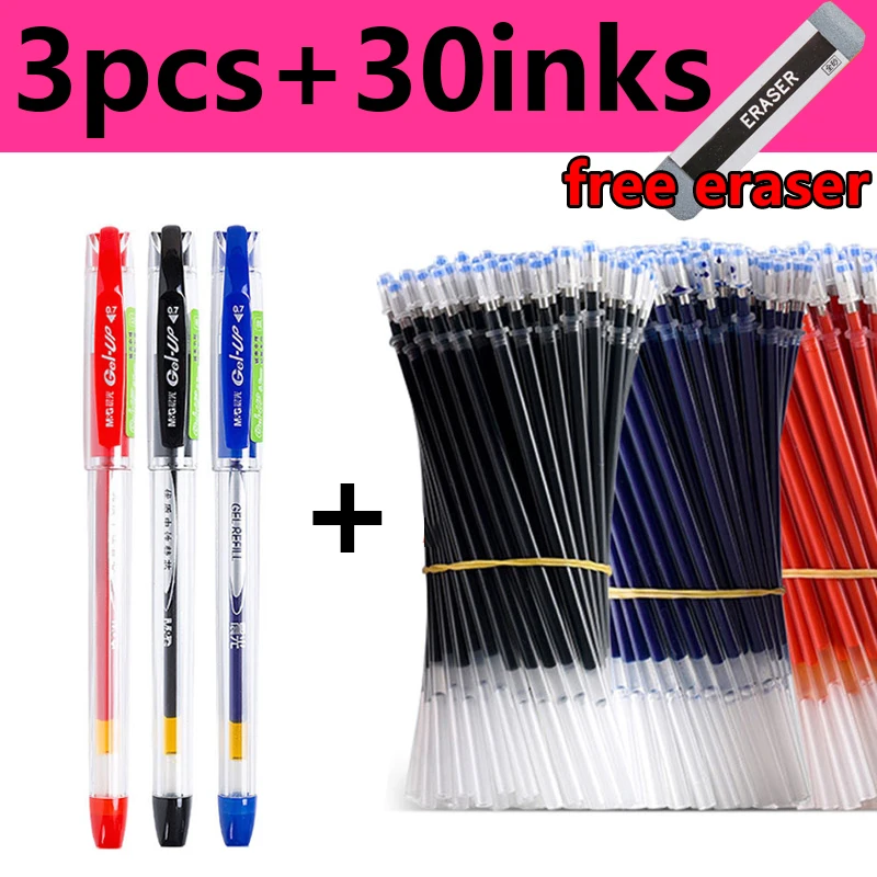 

33Pcs M&G 0.7mm Gel Pen Bullet Transparent Black Blue Red Ink Cartoon Gel Pen Office School Writing Student Supplies Stationery