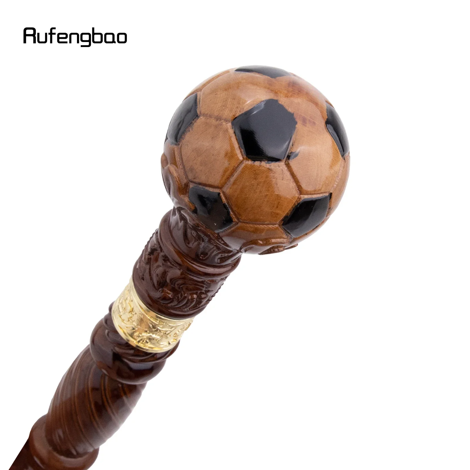 Football Brown Wooden Fashion Walking Stick Decorative Vampire Cospaly Party Wood Walking Cane Halloween Mace Wand Crosier 95cm view 4