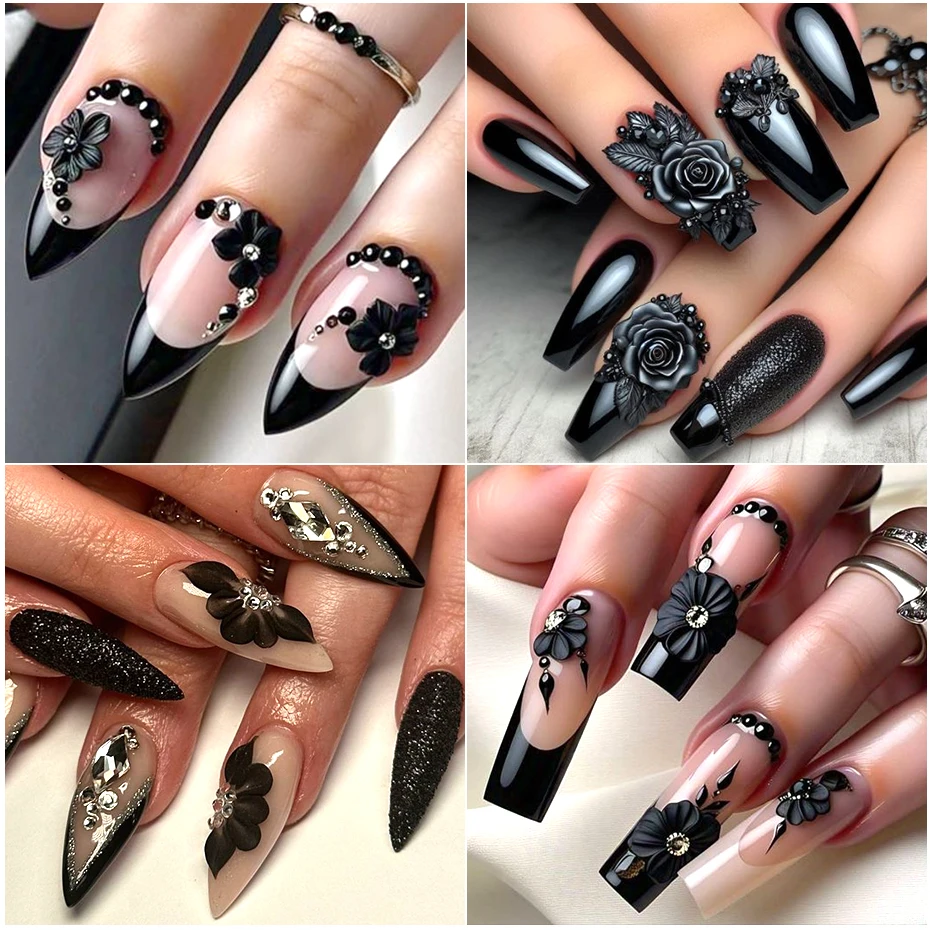 5ml Schwarzes 3D-Modelliergel für Schnelle Nagelverlängerung Elegantes Schnitz-Blumen-Nagelkunst-Formgel Nicht Klebend Handfreundliches Hartgel – Detail 8