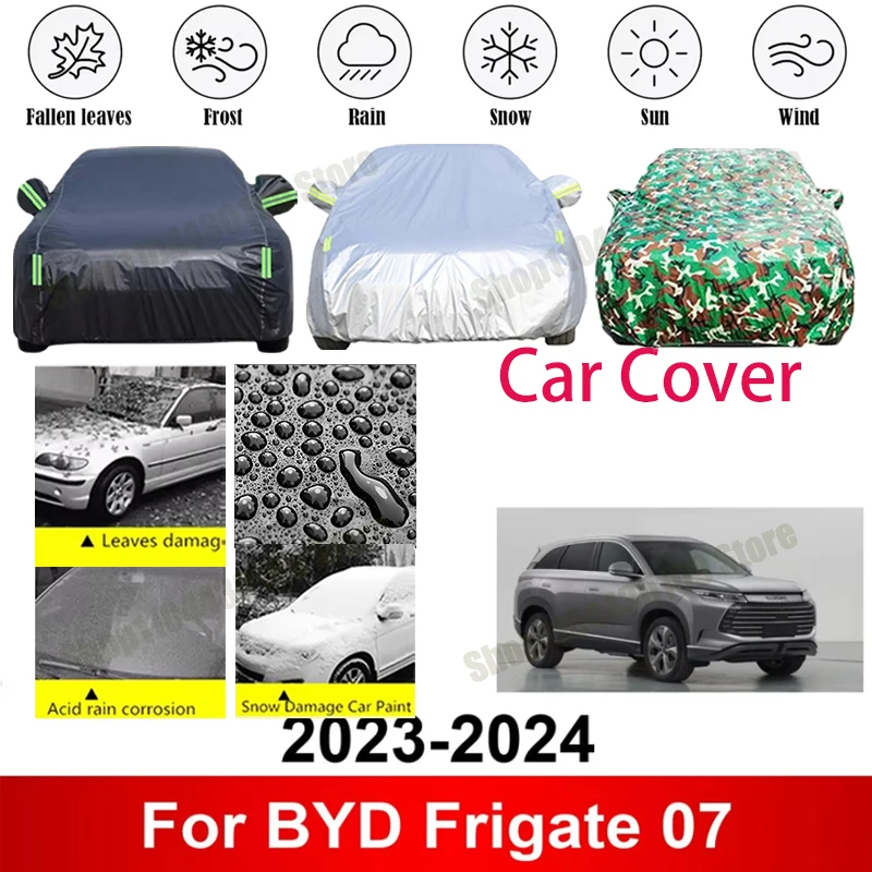 Car Covers for BYD Frigate 07 2023-2024 Car Cover Waterproof Summer Sun Shade Anti-UV Winter Rain Snow Prevent Cover