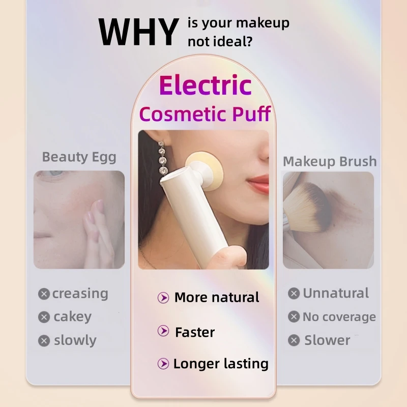 Electric Makeup Powder Puffer With 4pcs Foundation Sponges Adherent Beauty Egg Efficient Make Up Accessories Beauty Tools