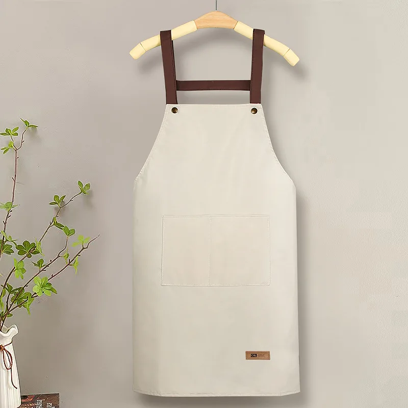 مريلة بحمالات قابلة للتخصيص - ملابس عمل عالية الجمالية للاستخدام في المطبخ والمنزلي، مقاومة للبقع، مقاومة للماء، طاردة للزيت