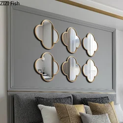 Background Wall Decoration Mirror Flower Pattern Wall Hanging Christmas Home Decoration Accessories Gold Mirror Ornament