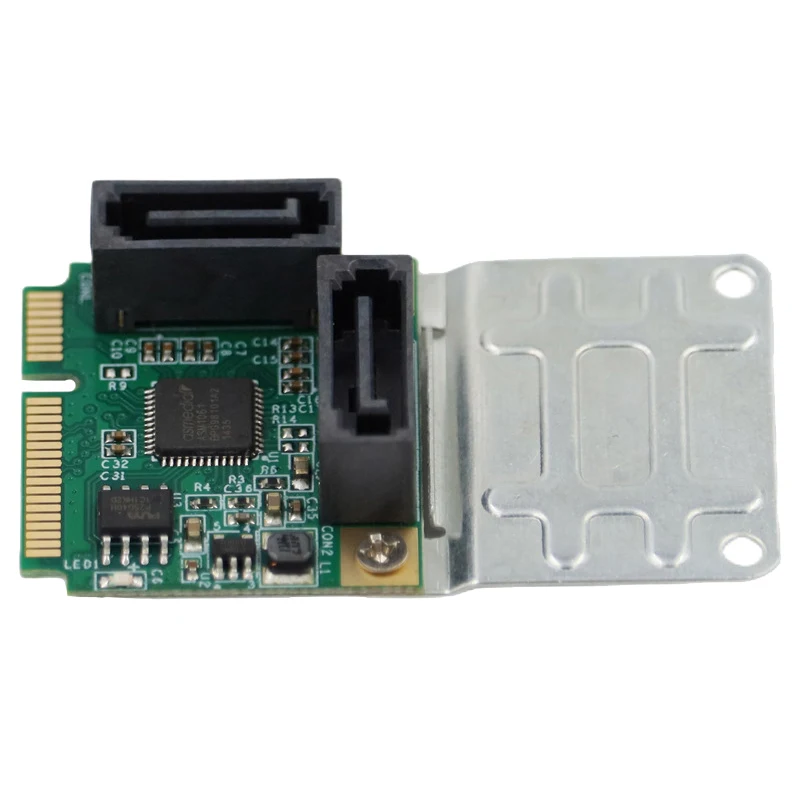 1PCS Mini PCI-E to 2 Ports SATA 3.0 Expansion Adapter PCI-Express Chip Expansion Adapter Card Mini PCIe to dual SATA add on card