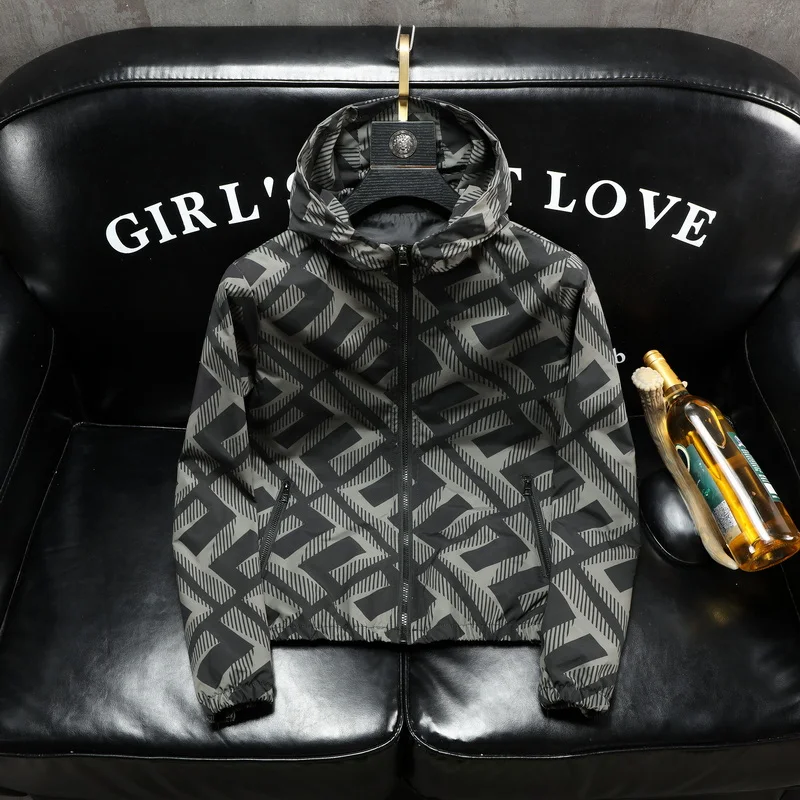 سترة الرجال سترة الربيع والخريف المحطة الأوروبية الاتجاه العلامة التجارية موضة سليم مقنعين الرجال 2025 الاتجاه الرجال عادية #3