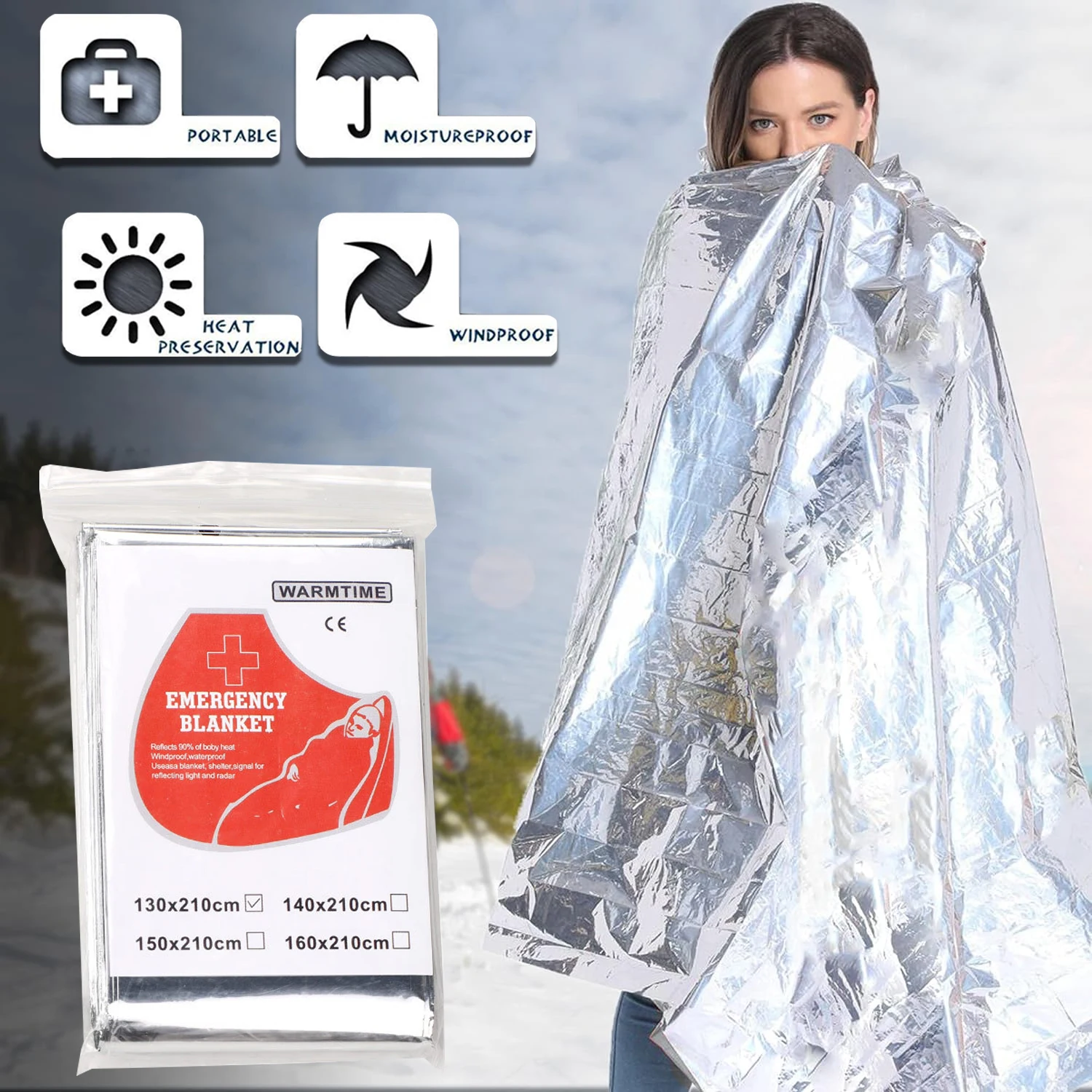 Emergency And Survival Foil Thermal Space Blanket Camping Blankets Perfect for Outdoors Hiking Marathons