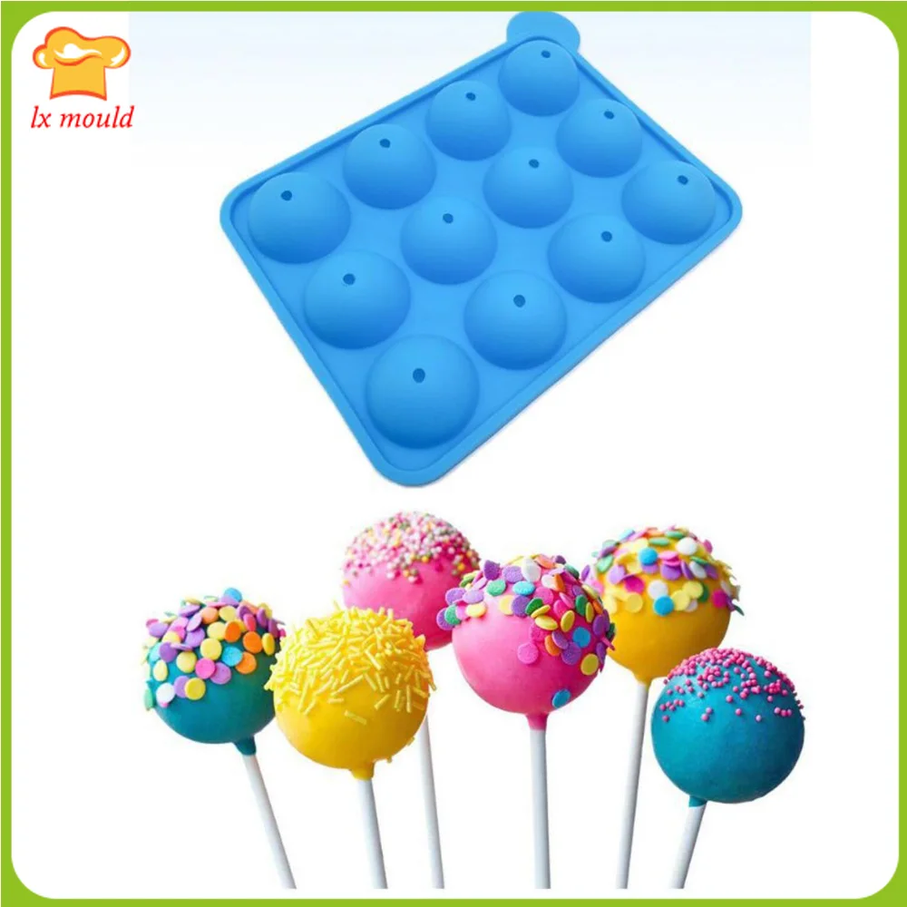 

12 Hole Lollipop Mould Platinum Baking Cake Silicone Mold Chocolate Cake Molds