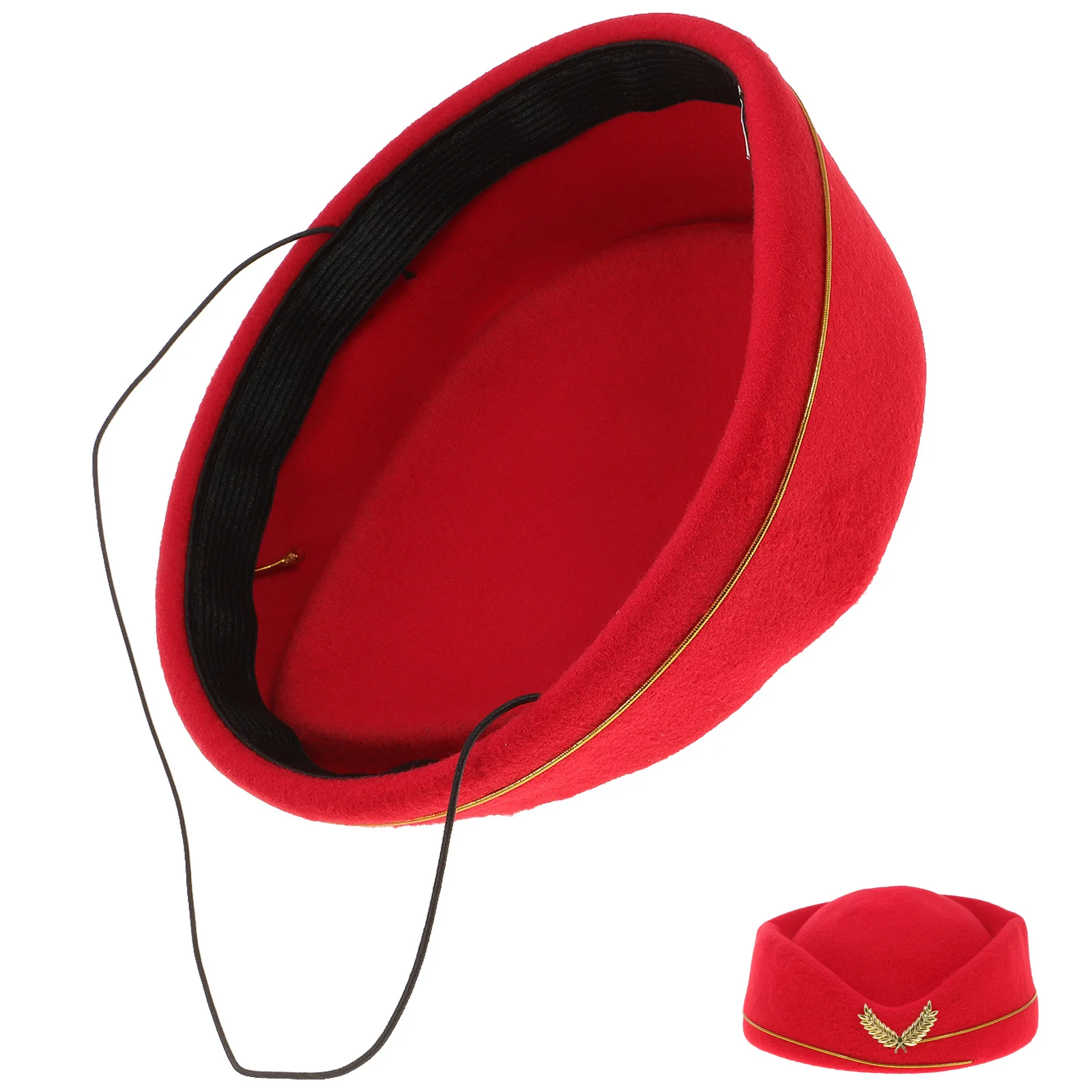 

Red Stewardess Hat For Women One Size Fits Most Airline Hostess Cap Costume Beret Cosplay Stage