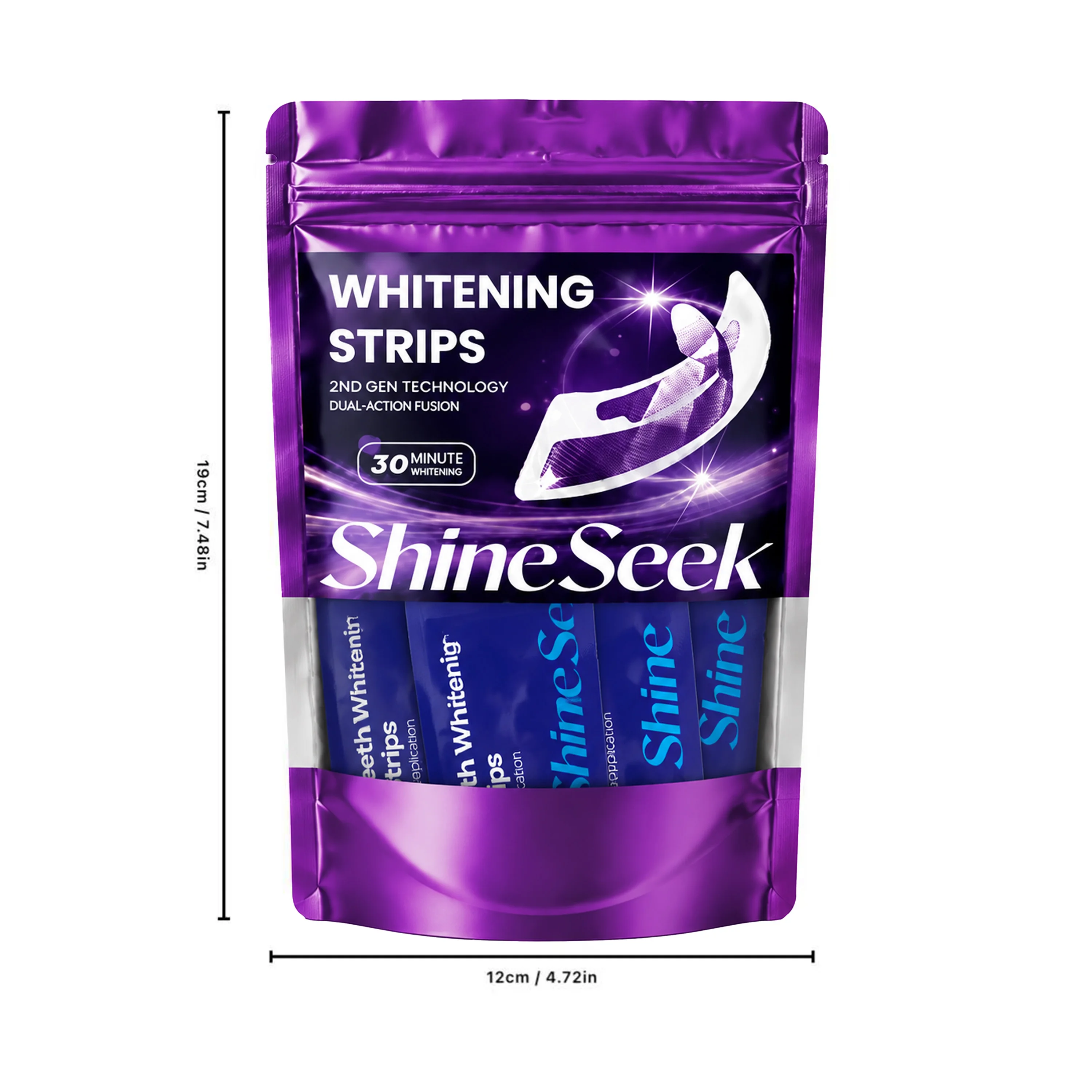 14Pcs/7Pairs of New Dazzling Whitening Purple Teeth Strips, Second Generation Purple Pap+ Advanced Formula, Fits Tightly to Teeth, Does Not Contain Hydrogen Peroxide, Gently Whitens Teeth, No Sensitivity or Irritation, Suitable for Quick Teeth Whitening before Dates, Dances, or Parties, to Reveal a Dazzling Smile