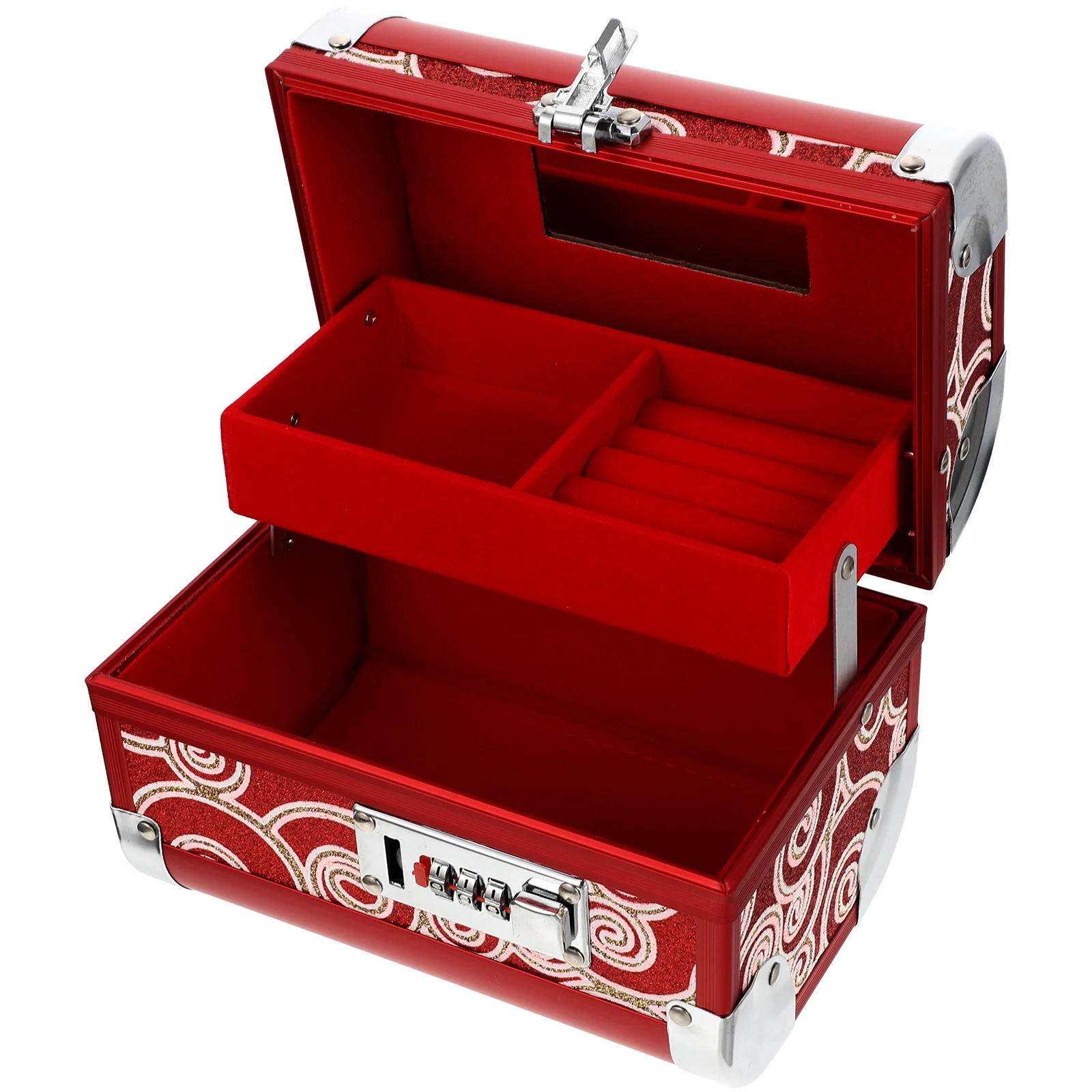

Jewelry Box Organizer Case Thermostat Boxes for Women Storage Chest with Lock Wooden Ring Organizers