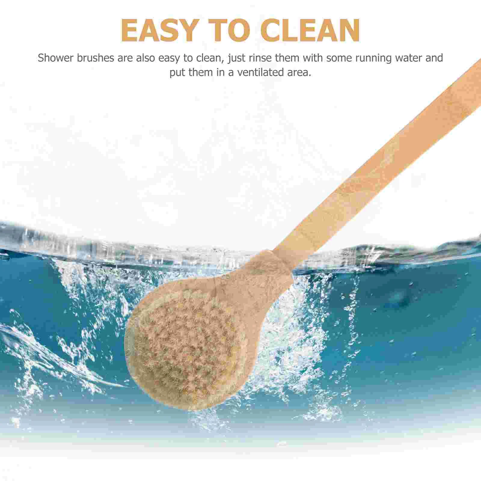 Handle Shower Body Brush Exfoliating Back Scrubber Shower Curved Long Handle Bamboo Body Brush Natural Bristles Elderly