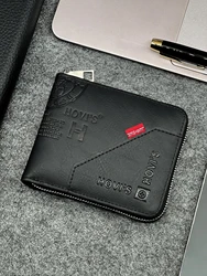 Zippered Slim Mens PU Wallet - Compact Size for Coins & Cards - Business Design