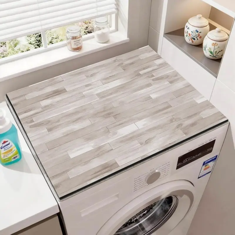 VIKAMA Light Wood Grain Washer Dryer Mat Waterproof Non-slip Dustproof Refrigerator Top Cover Pad For Home Decor