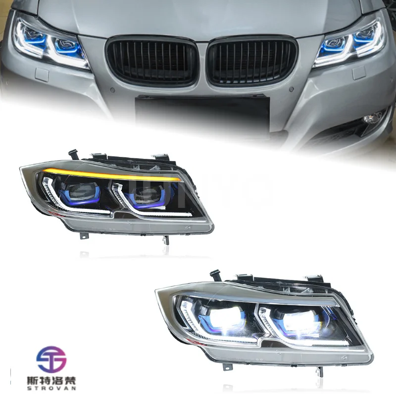 E90 Led Lens Headlight Assembly for 05-12 3 Series Upgrading to New Led Projector-Style Daytime Running Lights Pair