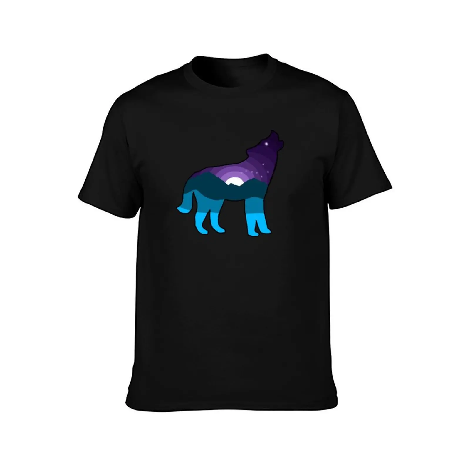Howling Big Dipper Wolf T-Shirt Casual Pattern Print Tee Shirt T-Shirt