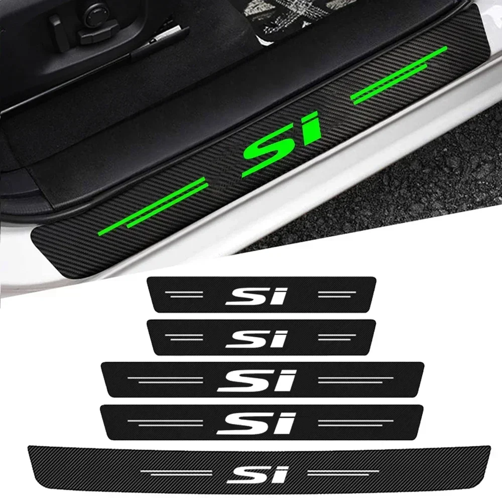 

Luminous Car Threshold Door Pedal Strips for Honda SI Logo Rear Trunk Door Sill Bumper Protective Sticker Anti-Scratch Decals