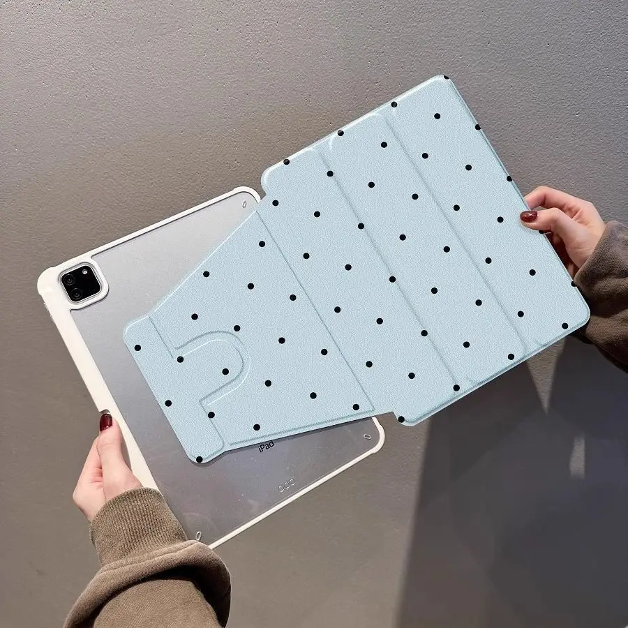 Blu Wave Point Case For iPad Pro 11 13in 2025 iPad Pro 12.9in Air7 10th 11th M4 M5 Three  Folding Rotate Protective Cover Y2K
