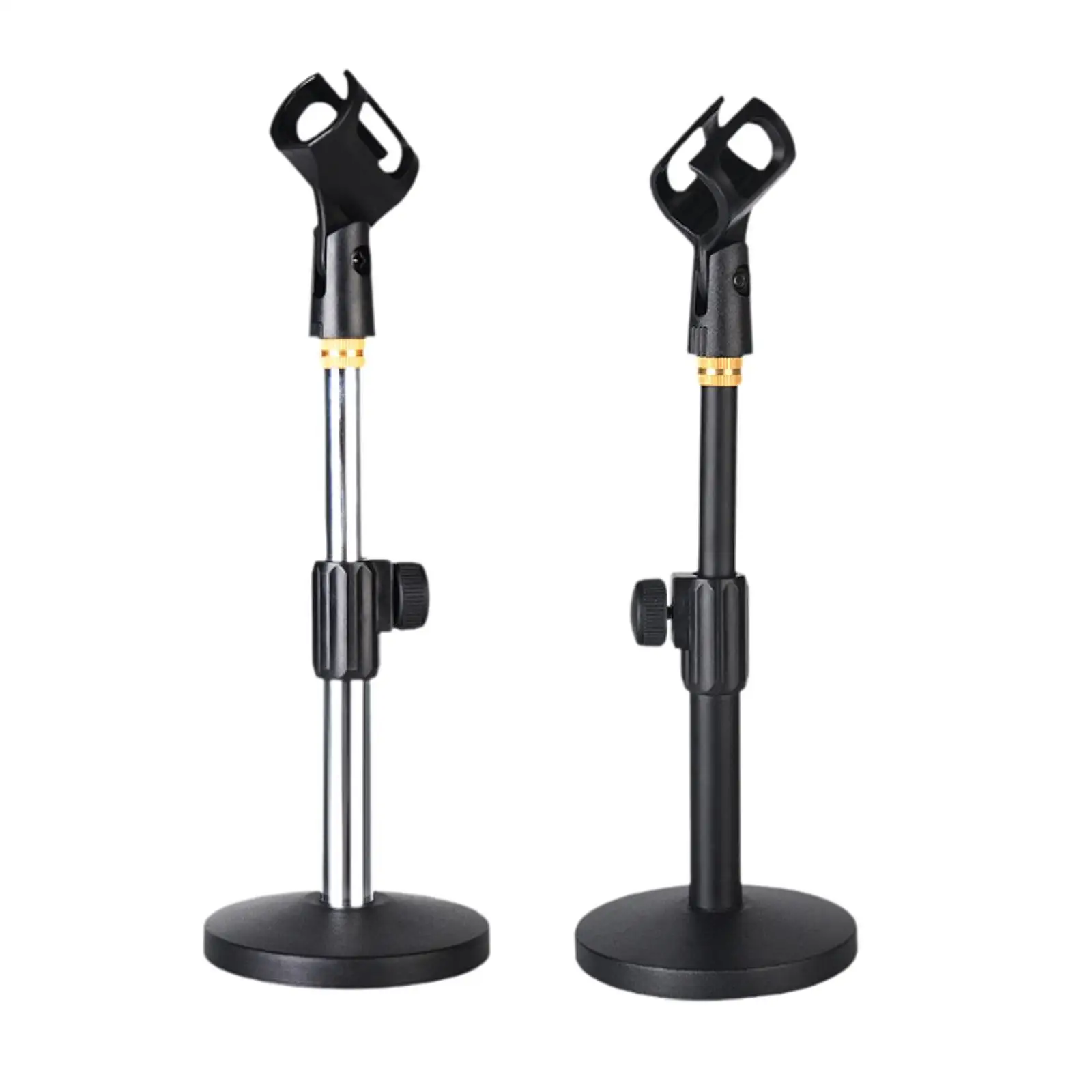 Table Microphone Stand Metal Lightweight Versatile Round Base Adjustable Desk Mic Stand for Studio Party Home Office Singing