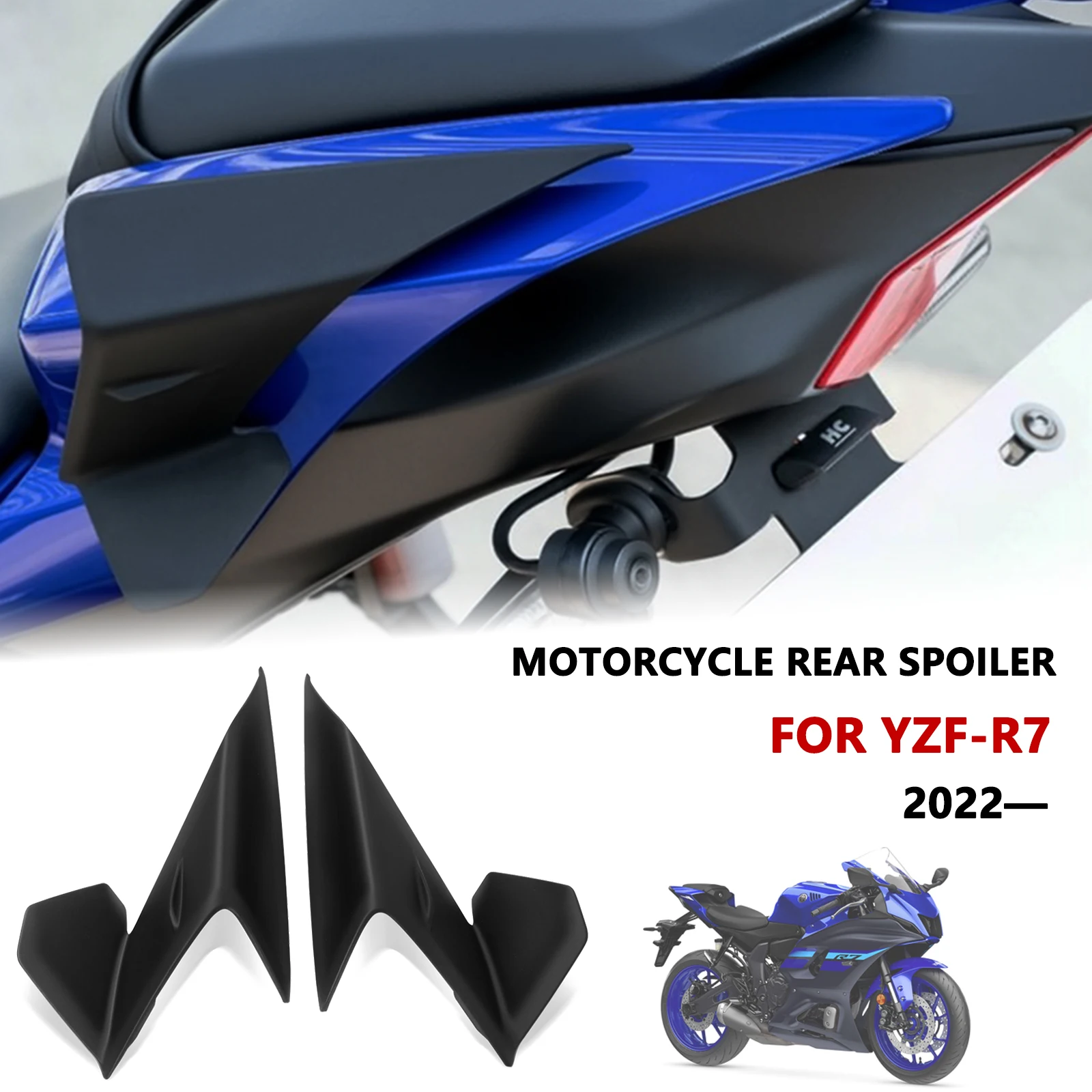 

Новые аксессуары, хвостовой дефлектор для мотоцикла, прижимная сила, голый спойлер с фиксированным крылом, аэродинамика для YZF-R7 YZFR7 2022 2023 2024 2025