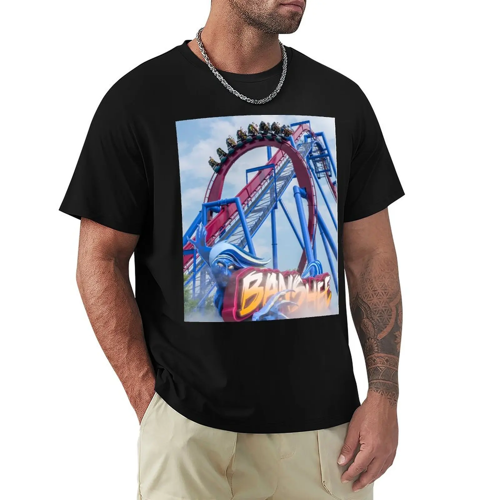 Banshee Roller Coaster T-Shirt Outdoor Work Short Sleeve Top