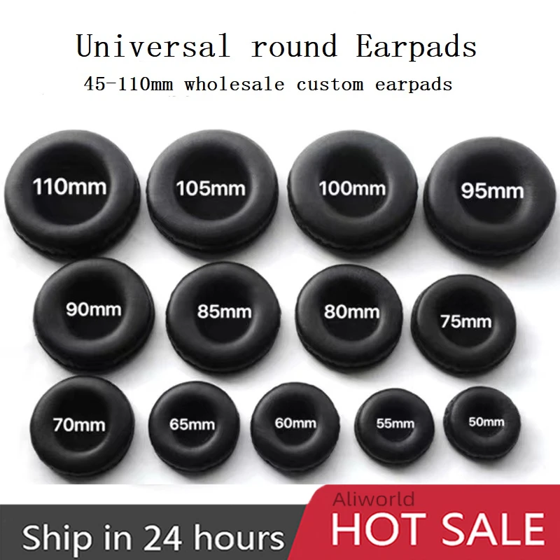 50mm 110mm replacement earpads headphone general cushion 60mm 70mm 80mm 90mm 100mm round Protein Leather memory ear pads Cover