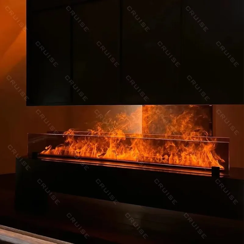 CRUISE 220V-240V Portable Black Mute 3D Steam Electric Wall Fireplace  Atomization Polychromatic Flame Built-in Hotels