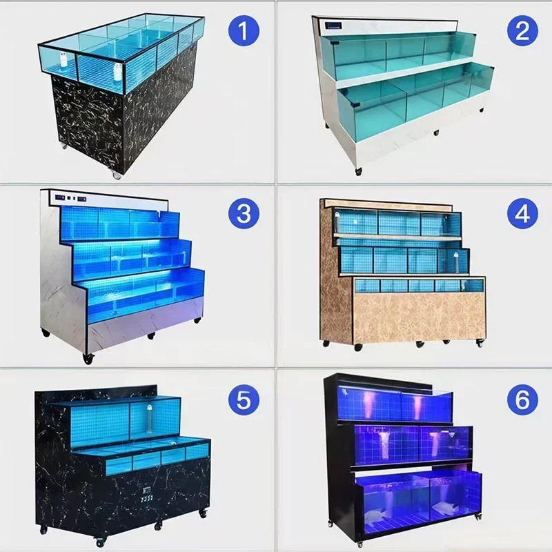 aHaiqing Multi-Layer Rectangle Eco-Friendly Glass Fish Tank 550L Smart Operation 50/100W 110-240V Indoor Use Modern Seafood