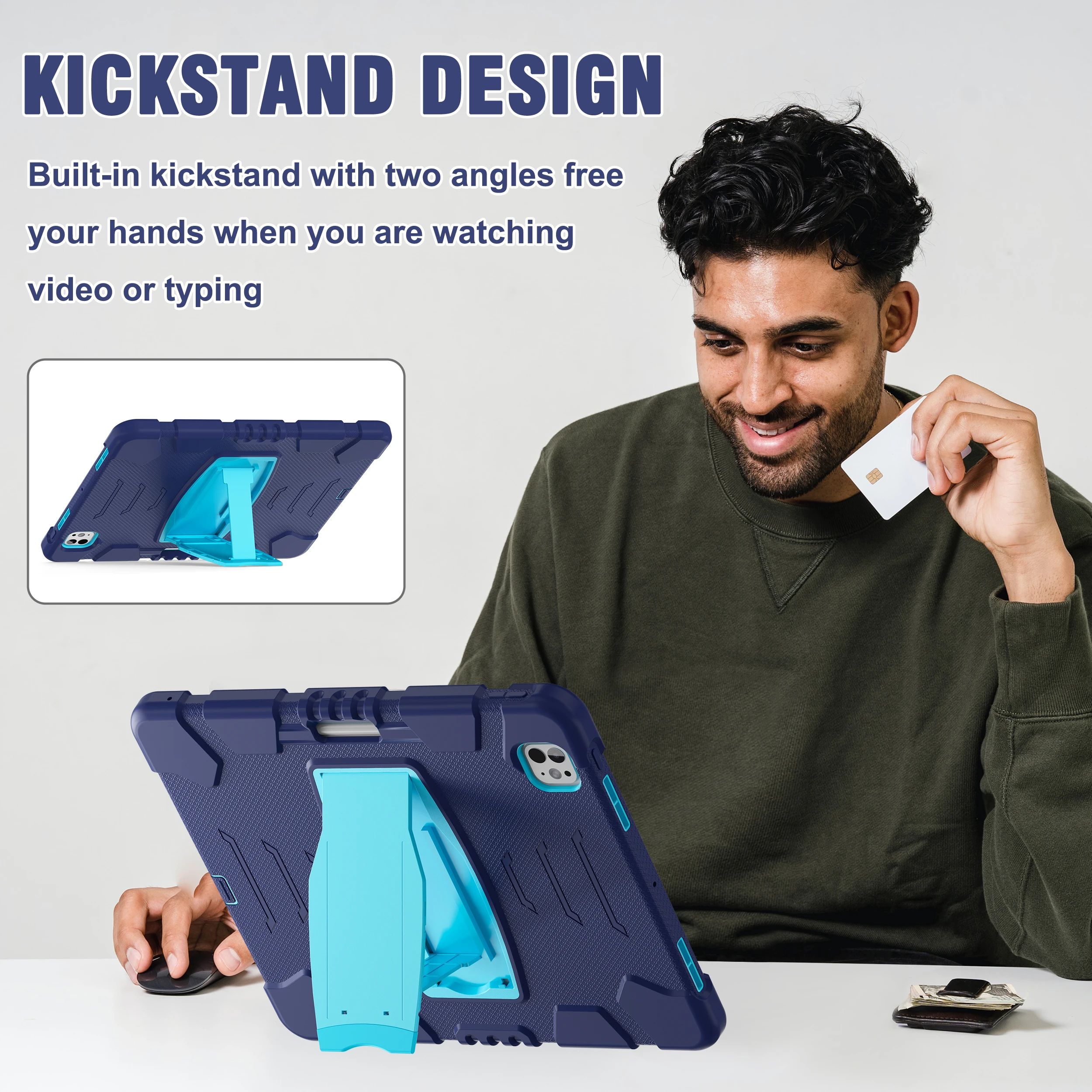 Anti-Slip Kickstand Case Universal For iPad Pro 13 2025 M5 2024 M4 A3360 A3361 A3362 A2926 A2925 A3007 Built-in Heavy Duty Cover