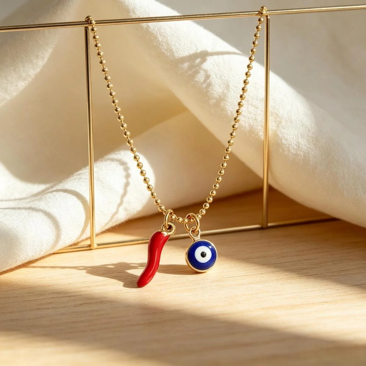 Turkish Blue Eye Necklace Evil Eye Pendant Red Chili Charm Hamsa Hand Jewelry Lucky Protection Necklace Gift for Her Him