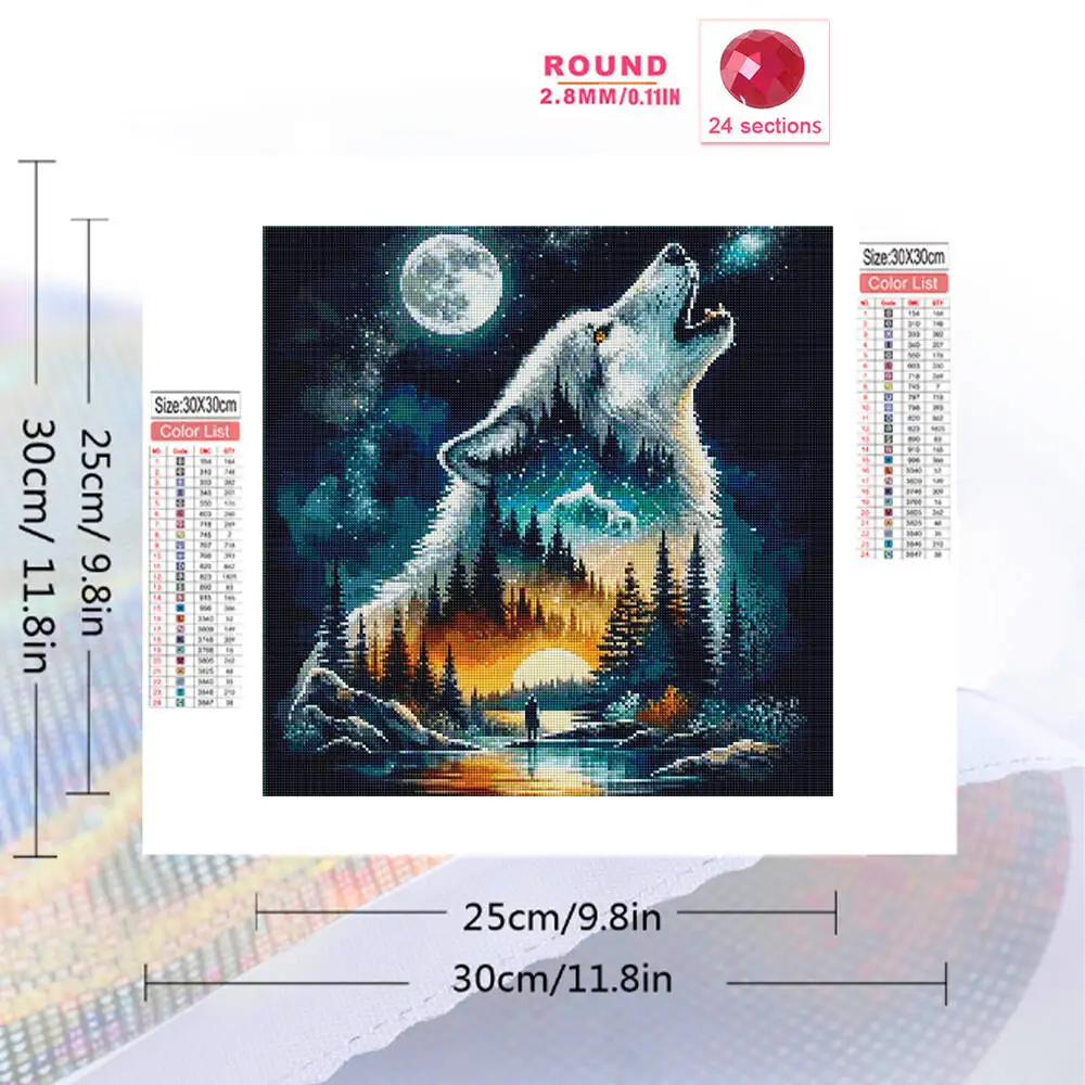 Momoart 5D DIY Diamond Mosaic Wolf Suitable For Beginners Diamond Painting Dog Animal Moon Embroidery Sunset Holiday Gifts