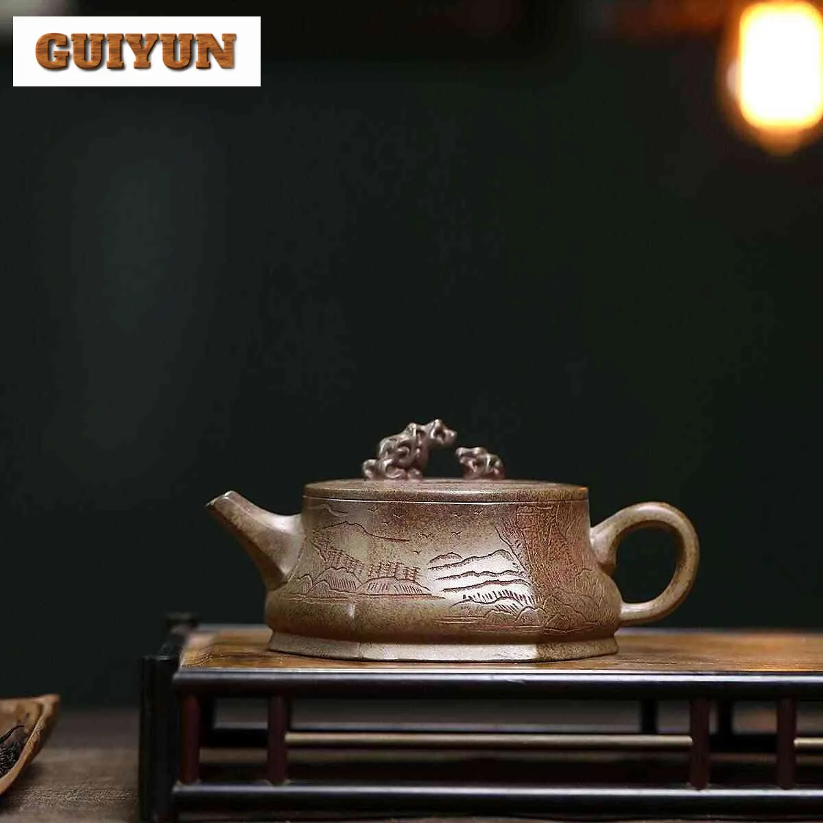 

260 мл Чайники ручной работы Исин из фиолетовой глины Ручной работы Большой калибр Горшок из сырой руды Агилавуд Грязь Чайник Чайный сервиз Zisha Ремесло