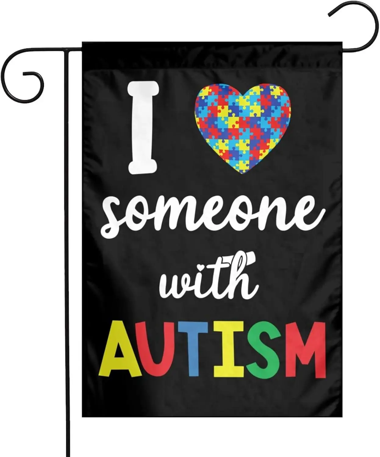 I Love Someone With Autism Garden Flag 12x18 In Fade Proof Outdoor/Inside Autism Awareness Puzzle Piece Inspirational Breeze Fla