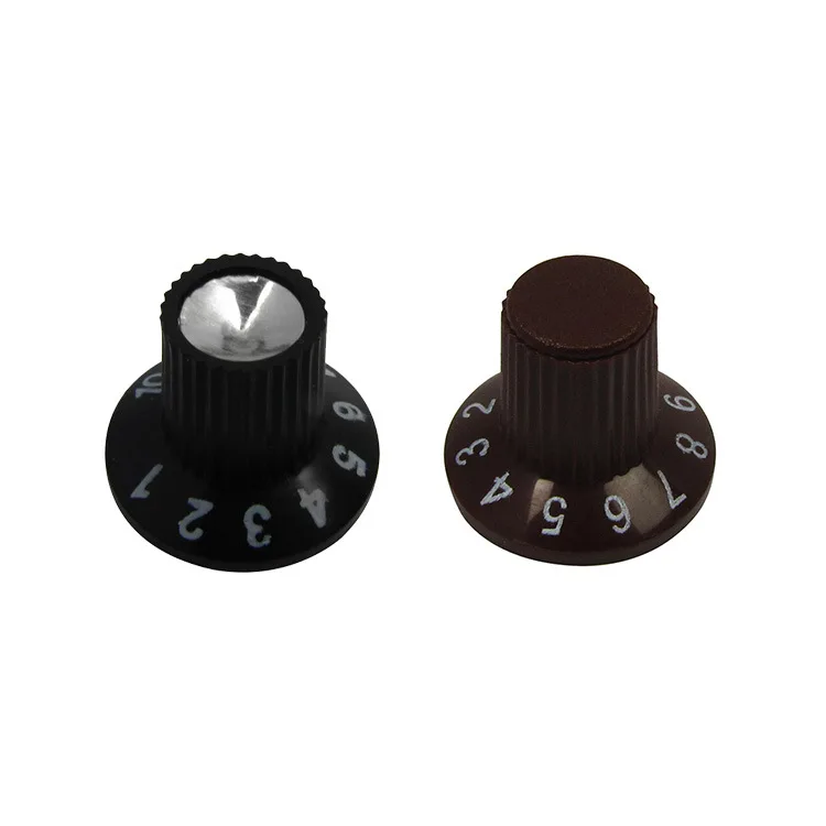 Boutons de commande d\'ampli de guitare, 6 pièces, noir et argent, tonalité de Volume, convient aux ailes, Pots d\'arbre de 6mm, amplificateurs,