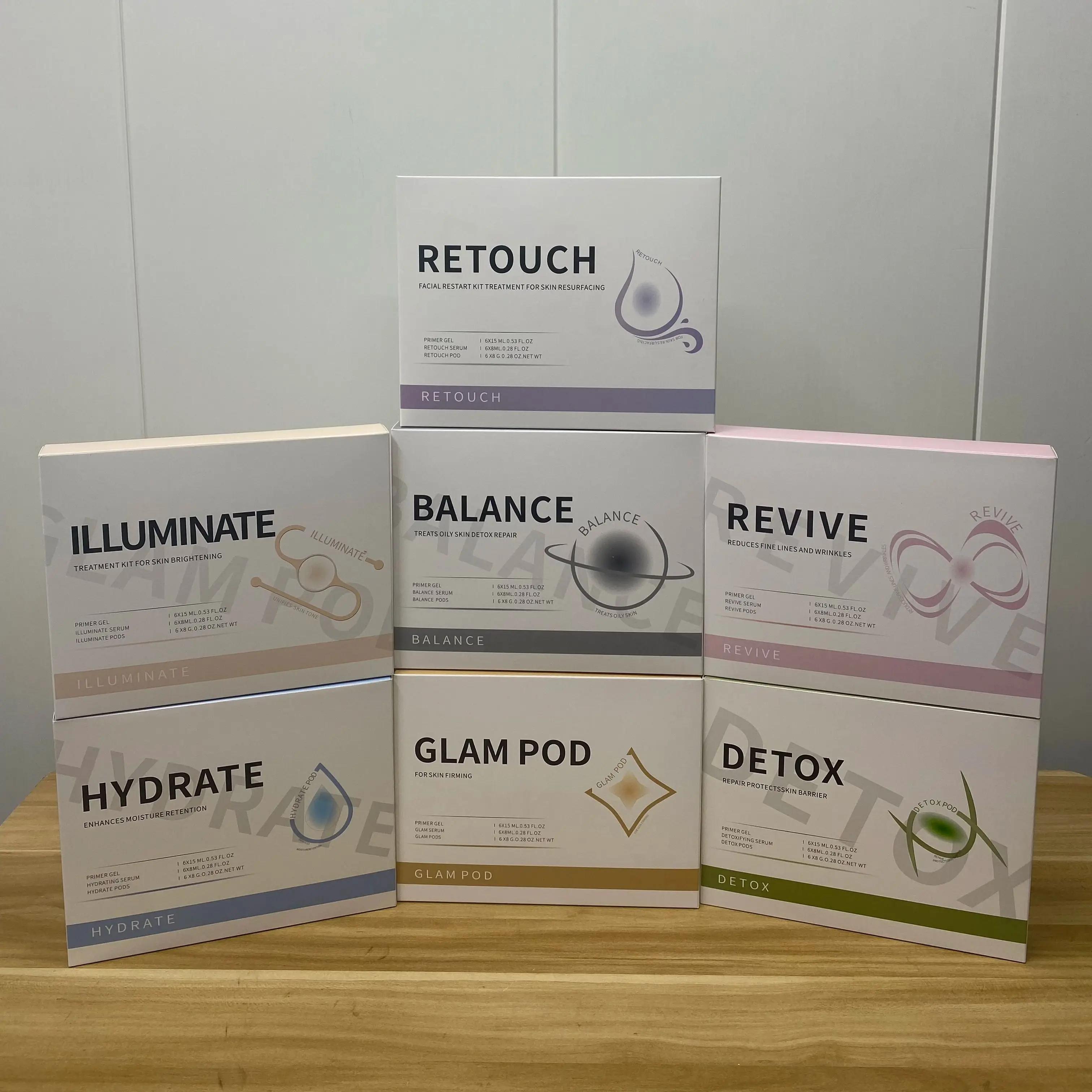 New 7 Types Product Skin Balance Illuminate Glam Hydrate Detox And Skin Revive kit Skin Cream For Oxygen Skin Care