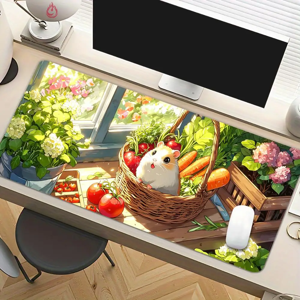 Cute cartoon hamster Mouse Pad Desk Mat Large Computer Office Carpet XXL Mousepad Gamer Gaming PC Accessories Keyboard Rug
