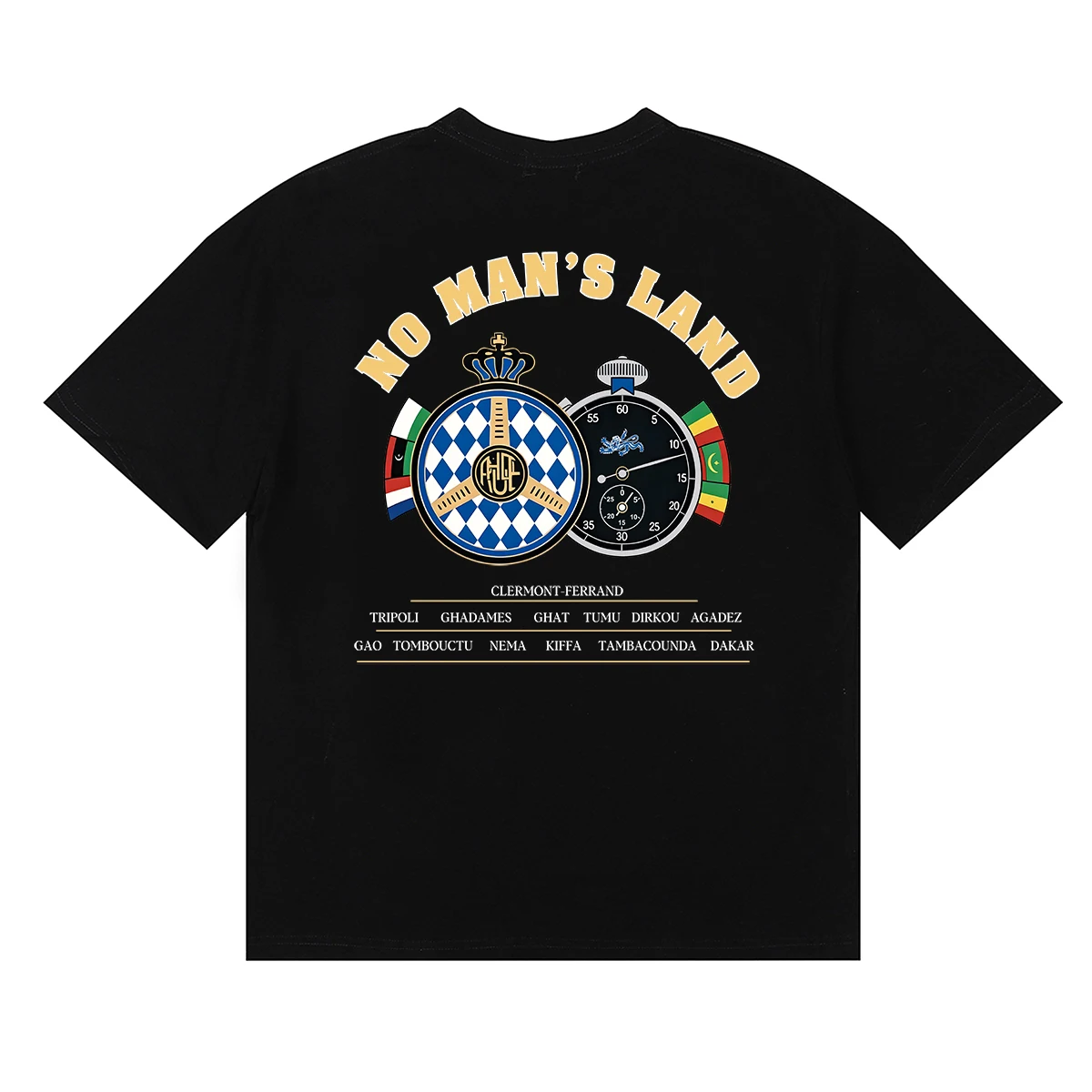 Men's casual RHUDE Chrono Graphic letter printed T-shirt casual retro short sleeved top Tee