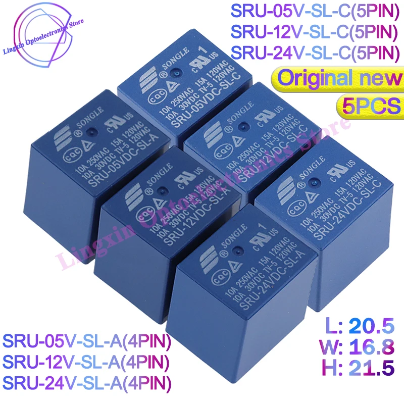 5PCS/lot SRU-05V 12V 24V-SL-A -C SRU-12V-SL-A  SRU-24V-SL-C 4/5PIN 15A T70 SRU Relay 5v 12v 24v DC Time Relays 100% Original new